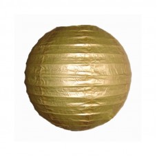 12" Paper Lanterns Round 'Gold' - Regular Wire Ribbed