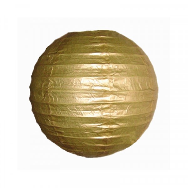 12" Paper Lanterns Round 'Gold' - Regular Wire Ribbed