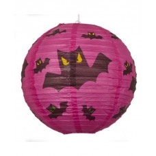 12" Paper Lantern Round Halloween Bats  - Regular Wire Ribbing