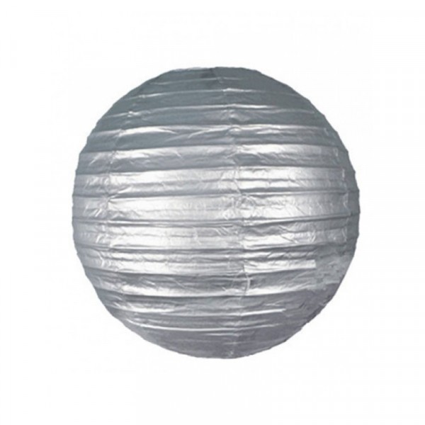 12" Paper Lanterns Round 'Silver' - Regular Wire Ribbed
