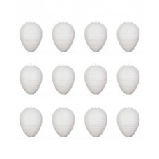 12" Paper Lanterns White 'Teardrop' Design - Regular Wire Ribbed - Value Pack (12 Pieces).