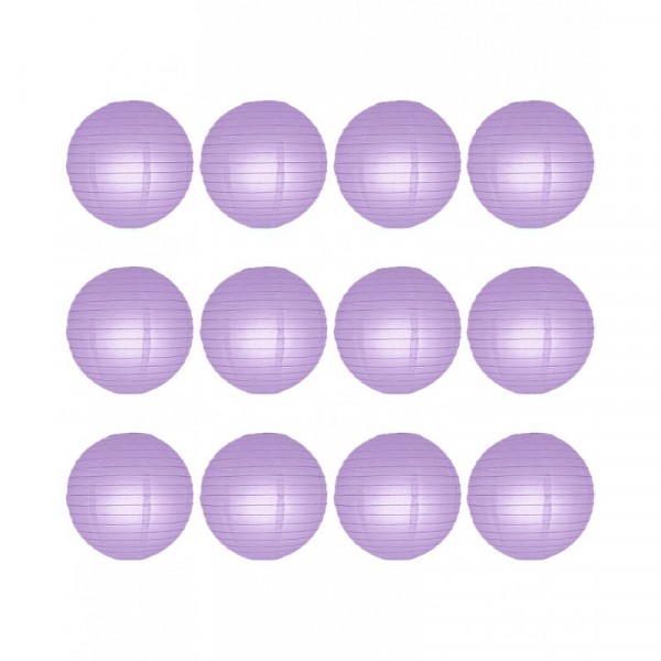 12" Paper Lanterns Round 'Lavender' - Regular Wire Value Pack (12 Pieces)